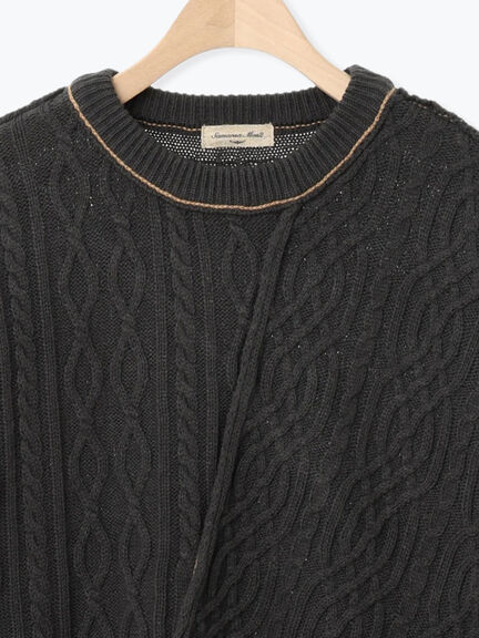 ケーブルパッチワークステッチプルオーバー（チャコールグレー/レッド/ベージュ/キナリ）｜Samansa Mos2（サマンサ モスモス）通販