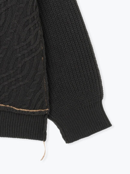 ケーブルパッチワークステッチプルオーバー（チャコールグレー/レッド/ベージュ/キナリ）｜Samansa Mos2（サマンサ モスモス）通販