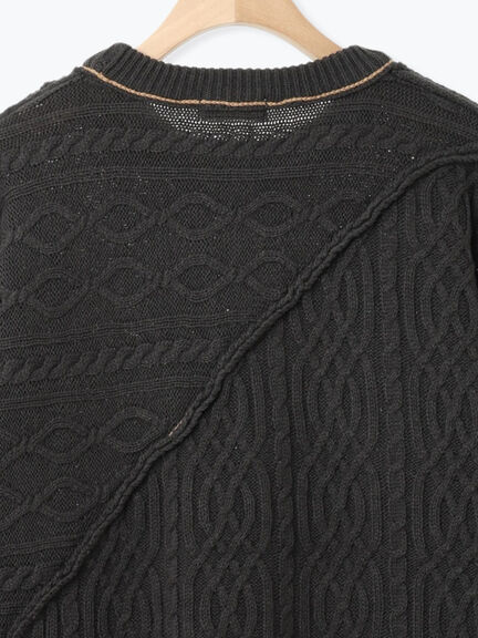 ケーブルパッチワークステッチプルオーバー（チャコールグレー/レッド/ベージュ/キナリ）｜Samansa Mos2（サマンサ モスモス）通販