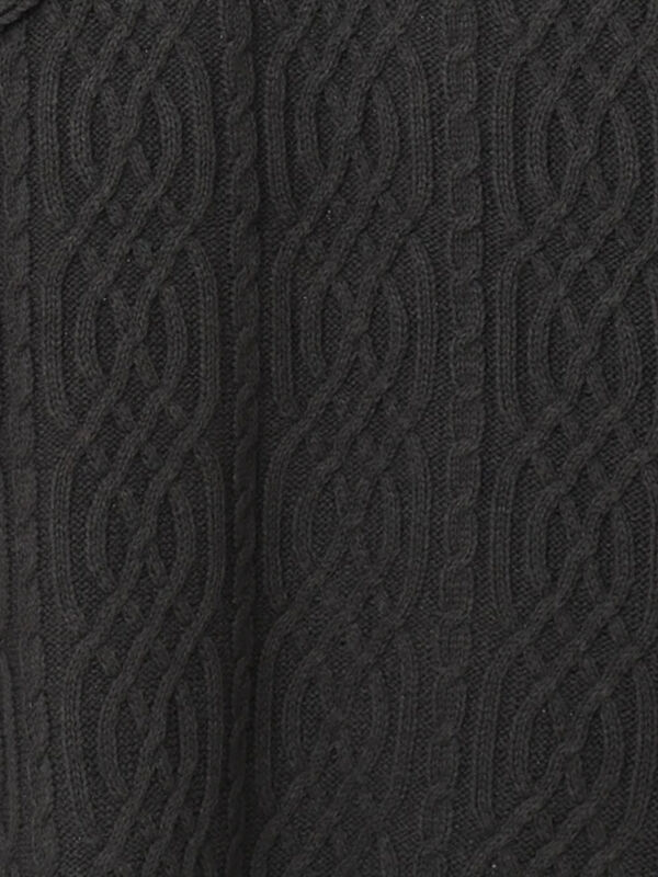ケーブルパッチワークステッチプルオーバー（チャコールグレー/レッド