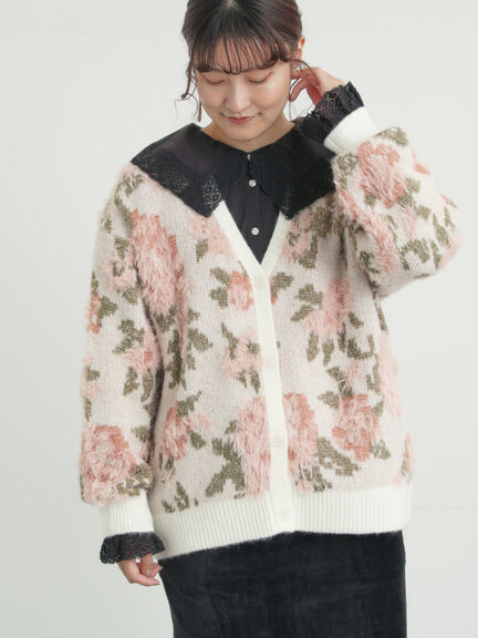 無地・花柄シャギーVネックカーディガン（オフホワイト/グレー/ダークブラウン/ブルー）｜Samansa Mos2（サマンサ モスモス）通販