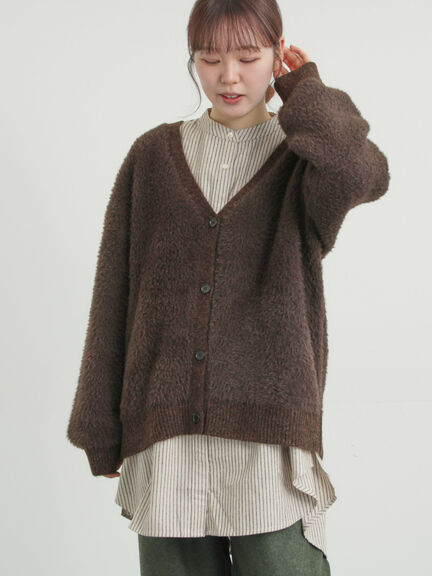 無地・花柄シャギーVネックカーディガン（オフホワイト/グレー/ダークブラウン/ブルー）｜Samansa Mos2（サマンサ モスモス）通販