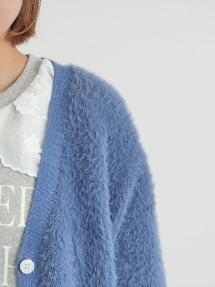 無地・花柄シャギーVネックカーディガン（オフホワイト/グレー/ダークブラウン/ブルー）｜Samansa Mos2（サマンサ モスモス）通販