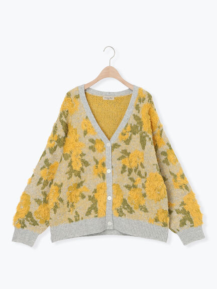 無地・花柄シャギーVネックカーディガン（オフホワイト/グレー/ダークブラウン/ブルー）｜Samansa Mos2（サマンサ モスモス）通販