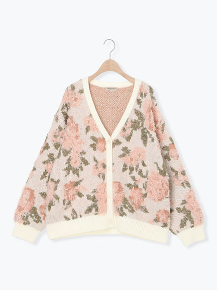 無地・花柄シャギーVネックカーディガン（オフホワイト/グレー/ダークブラウン/ブルー）｜Samansa Mos2（サマンサ モスモス）通販