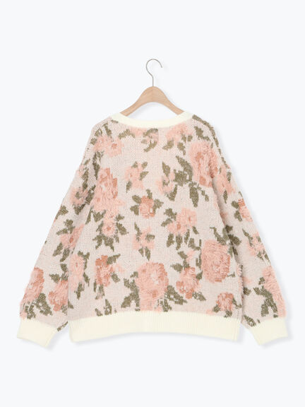 無地・花柄シャギーVネックカーディガン（オフホワイト/グレー/ダークブラウン/ブルー）｜Samansa Mos2（サマンサ モスモス）通販