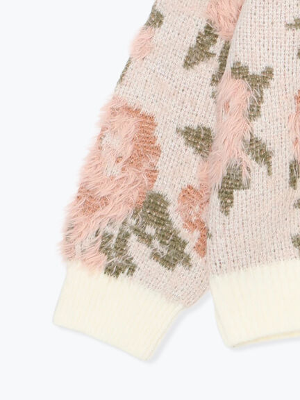 無地・花柄シャギーVネックカーディガン（オフホワイト/グレー/ダークブラウン/ブルー）｜Samansa Mos2（サマンサ モスモス）通販