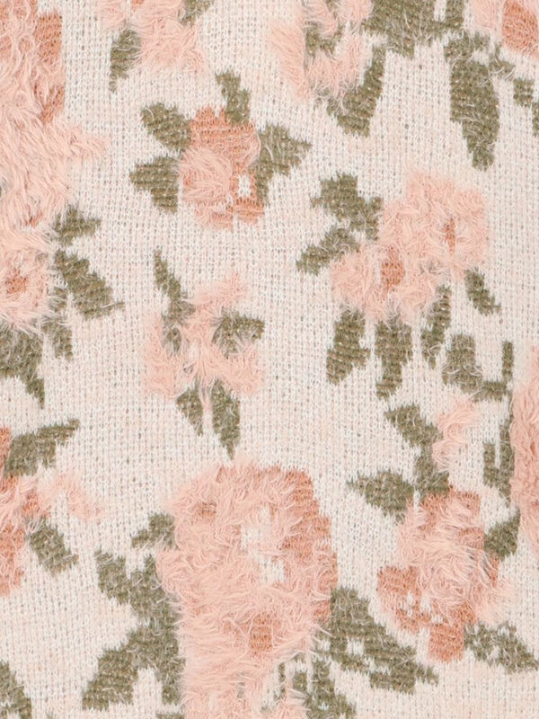 無地・花柄シャギーVネックカーディガン（オフホワイト/グレー/ダーク