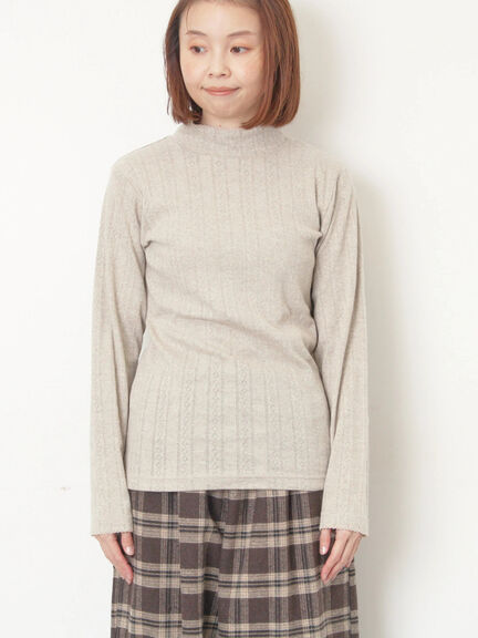 パターンメッシュタートルインナー（ブラック/ベージュ/ブルー/キナリ）｜Samansa Mos2（サマンサ モスモス）通販