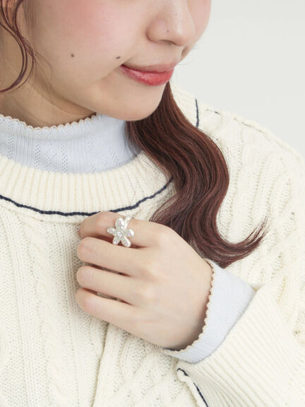 パターンメッシュタートルインナー（ブラック/ベージュ/ブルー/キナリ）｜Samansa Mos2（サマンサ モスモス）通販