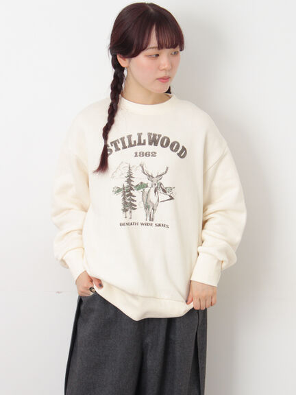 裏毛プリントスウェット（ベージュ/ネイビー/キナリ）｜Samansa Mos2（サマンサ モスモス）通販