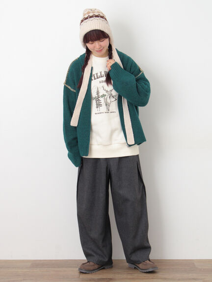 裏毛プリントスウェット（ベージュ/ネイビー/キナリ）｜Samansa Mos2（サマンサ モスモス）通販