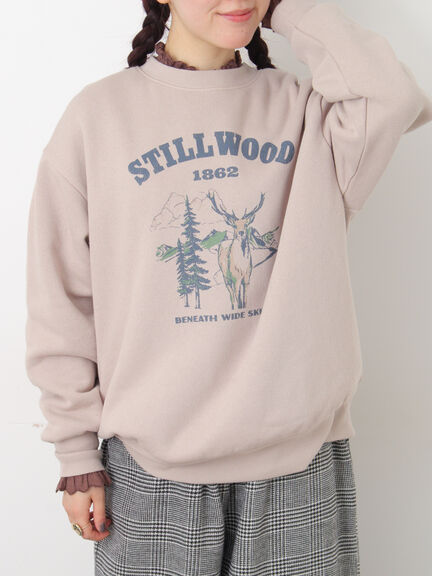 裏毛プリントスウェット（ベージュ/ネイビー/キナリ）｜Samansa Mos2（サマンサ モスモス）通販