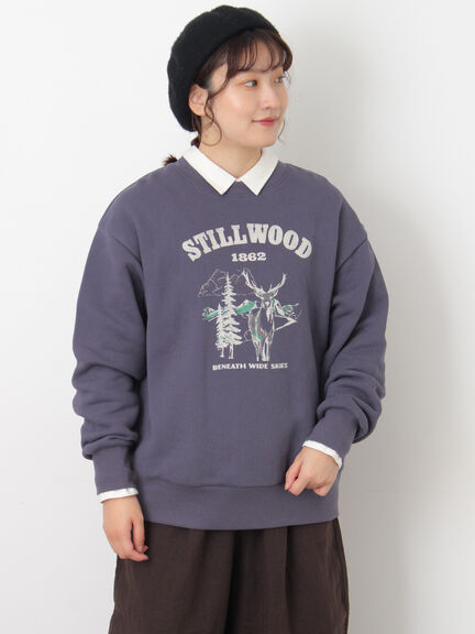 裏毛プリントスウェット（ベージュ/ネイビー/キナリ）｜Samansa Mos2（サマンサ モスモス）通販