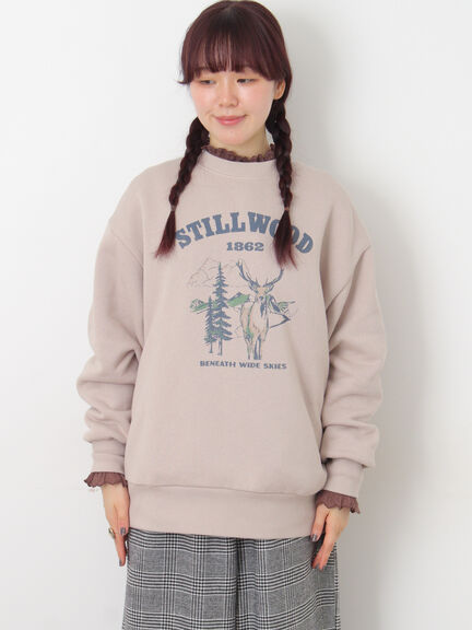 裏毛プリントスウェット（ベージュ/ネイビー/キナリ）｜Samansa Mos2（サマンサ モスモス）通販