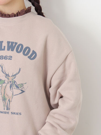 裏毛プリントスウェット（ベージュ/ネイビー/キナリ）｜Samansa Mos2（サマンサ モスモス）通販