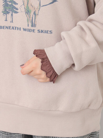 裏毛プリントスウェット（ベージュ/ネイビー/キナリ）｜Samansa Mos2（サマンサ モスモス）通販