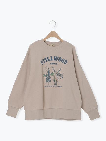 裏毛プリントスウェット（ベージュ/ネイビー/キナリ）｜Samansa Mos2（サマンサ モスモス）通販