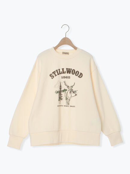 裏毛プリントスウェット（ベージュ/ネイビー/キナリ）｜Samansa Mos2（サマンサ モスモス）通販