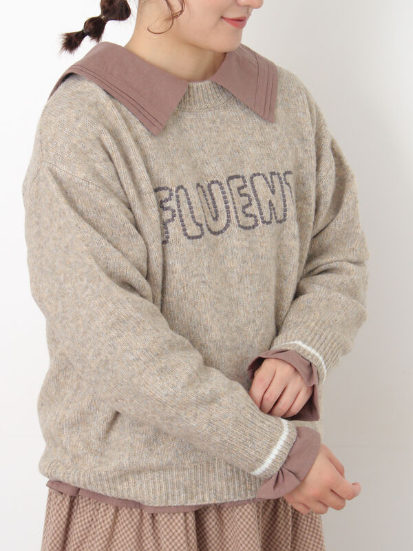 ロゴ刺繍プルオーバーニット（チャコールグレー/ピンク/ベージュ/ミント/キナリ）｜Samansa Mos2（サマンサ モスモス）通販