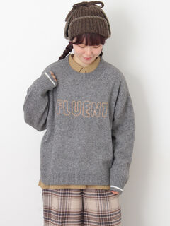 セール】 ロゴ刺繍プルオーバーニット（チャコールグレー/ピンク