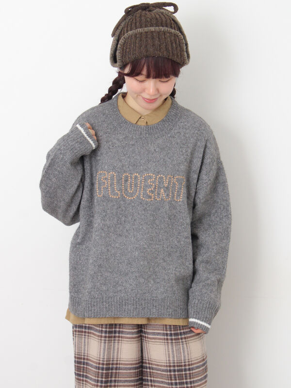 ロゴ刺繍プルオーバーニット（チャコールグレー）｜Samansa Mos2（サマンサ モスモス）通販