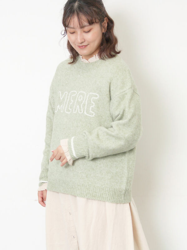 ロゴ刺繍プルオーバーニット（ミント）｜Samansa Mos2（サマンサ モスモス）通販