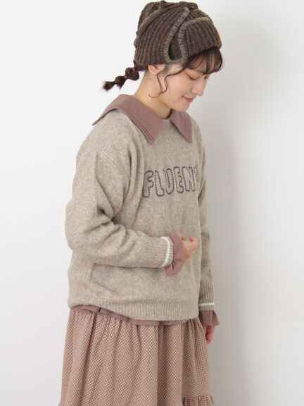 ロゴ刺繍プルオーバーニット（チャコールグレー/ピンク/ベージュ/ミント/キナリ）｜Samansa Mos2（サマンサ モスモス）通販