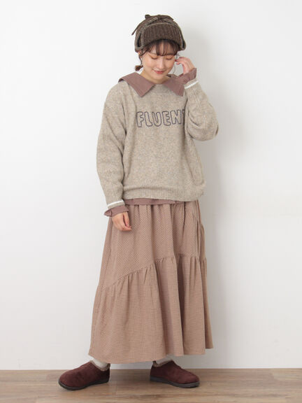 ロゴ刺繍プルオーバーニット（チャコールグレー/ピンク/ベージュ/ミント/キナリ）｜Samansa Mos2（サマンサ モスモス）通販