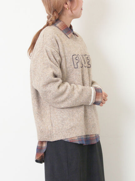 ロゴ刺繍プルオーバーニット（チャコールグレー/ピンク/ベージュ/ミント/キナリ）｜Samansa Mos2（サマンサ モスモス）通販