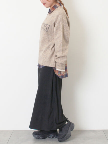 ロゴ刺繍プルオーバーニット（チャコールグレー/ピンク/ベージュ/ミント/キナリ）｜Samansa Mos2（サマンサ モスモス）通販