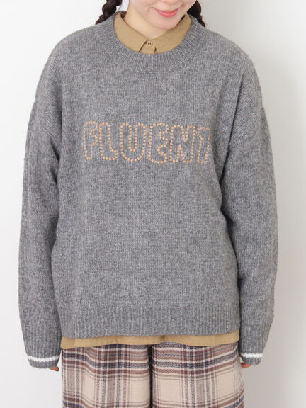 ロゴ刺繍プルオーバーニット（チャコールグレー/ピンク/ベージュ/ミント/キナリ）｜Samansa Mos2（サマンサ モスモス）通販