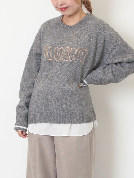 ロゴ刺繍プルオーバーニット（チャコールグレー/ピンク/ベージュ/ミント/キナリ）｜Samansa Mos2（サマンサ モスモス）通販