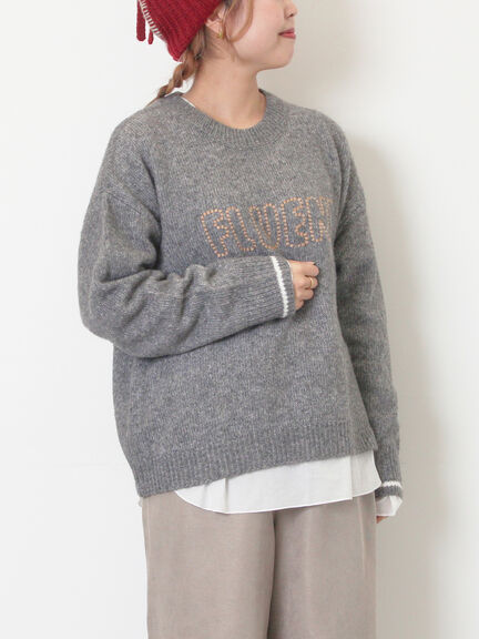 ロゴ刺繍プルオーバーニット（チャコールグレー/ピンク/ベージュ/ミント/キナリ）｜Samansa Mos2（サマンサ モスモス）通販
