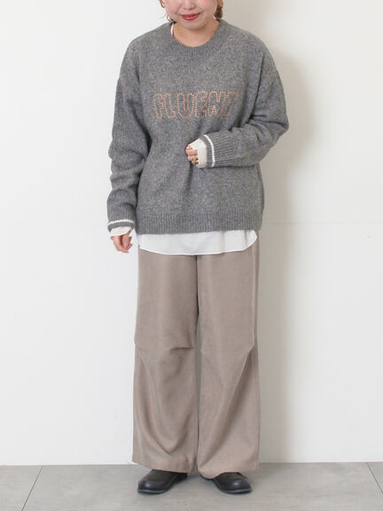 ロゴ刺繍プルオーバーニット（チャコールグレー/ピンク/ベージュ/ミント/キナリ）｜Samansa Mos2（サマンサ モスモス）通販