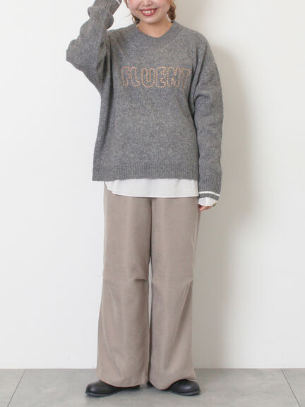 ロゴ刺繍プルオーバーニット（チャコールグレー/ピンク/ベージュ/ミント/キナリ）｜Samansa Mos2（サマンサ モスモス）通販