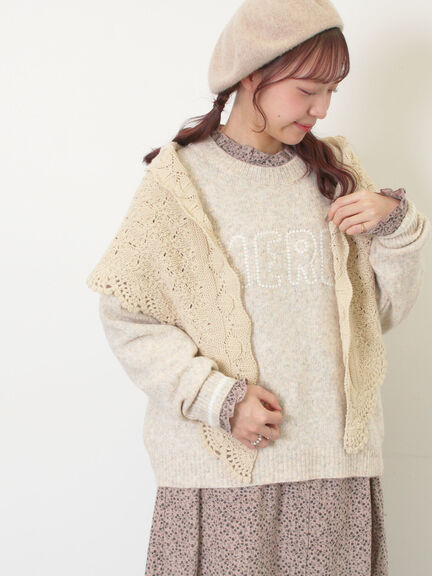 ロゴ刺繍プルオーバーニット（チャコールグレー/ピンク/ベージュ/ミント/キナリ）｜Samansa Mos2（サマンサ モスモス）通販