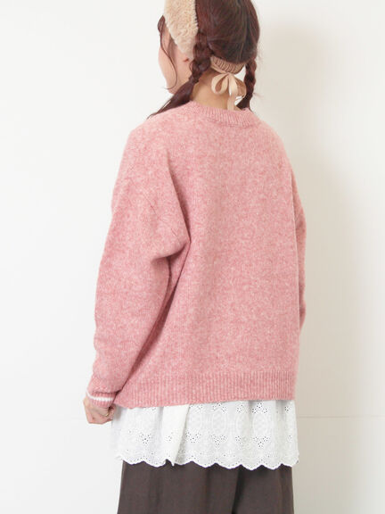 ロゴ刺繍プルオーバーニット（チャコールグレー/ピンク/ベージュ/ミント/キナリ）｜Samansa Mos2（サマンサ モスモス）通販