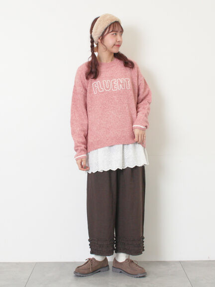 ロゴ刺繍プルオーバーニット（チャコールグレー/ピンク/ベージュ/ミント/キナリ）｜Samansa Mos2（サマンサ モスモス）通販