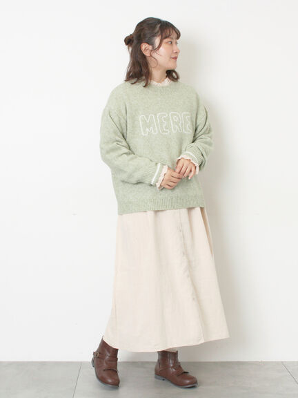 ロゴ刺繍プルオーバーニット（チャコールグレー/ピンク/ベージュ/ミント/キナリ）｜Samansa Mos2（サマンサ モスモス）通販