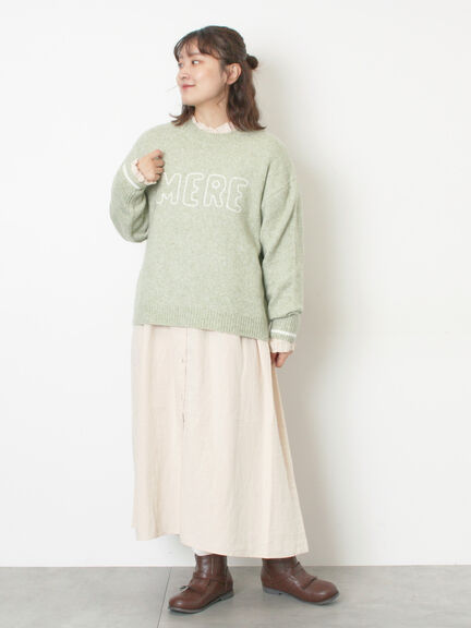 ロゴ刺繍プルオーバーニット（チャコールグレー/ピンク/ベージュ/ミント/キナリ）｜Samansa Mos2（サマンサ モスモス）通販