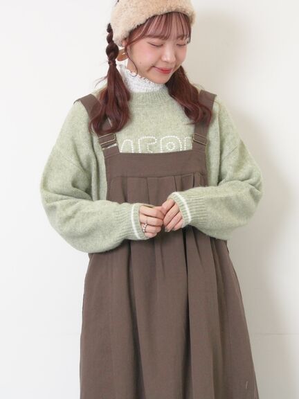 ロゴ刺繍プルオーバーニット（チャコールグレー/ピンク/ベージュ/ミント/キナリ）｜Samansa Mos2（サマンサ モスモス）通販