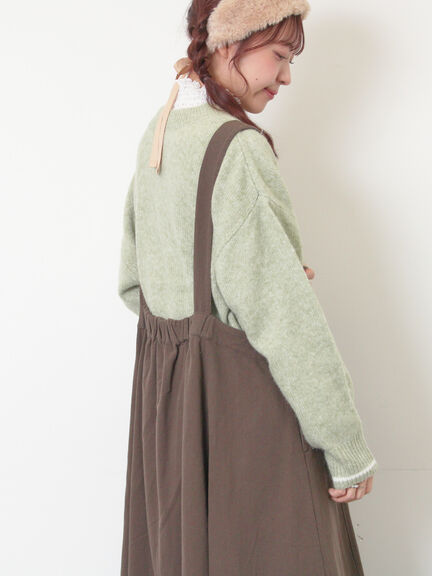 ロゴ刺繍プルオーバーニット（チャコールグレー/ピンク/ベージュ/ミント/キナリ）｜Samansa Mos2（サマンサ モスモス）通販