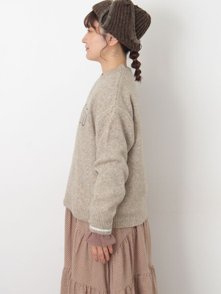 ロゴ刺繍プルオーバーニット（チャコールグレー/ピンク/ベージュ/ミント/キナリ）｜Samansa Mos2（サマンサ モスモス）通販