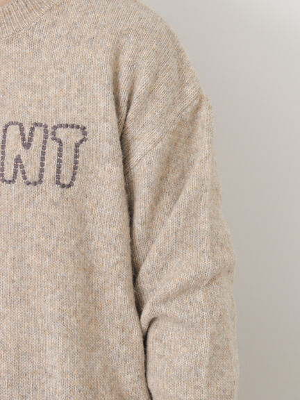 ロゴ刺繍プルオーバーニット（チャコールグレー/ピンク/ベージュ/ミント/キナリ）｜Samansa Mos2（サマンサ モスモス）通販