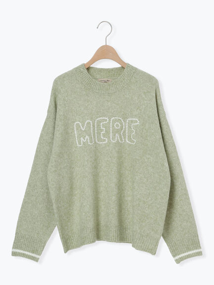 ロゴ刺繍プルオーバーニット（チャコールグレー/ピンク/ベージュ/ミント/キナリ）｜Samansa Mos2（サマンサ モスモス）通販