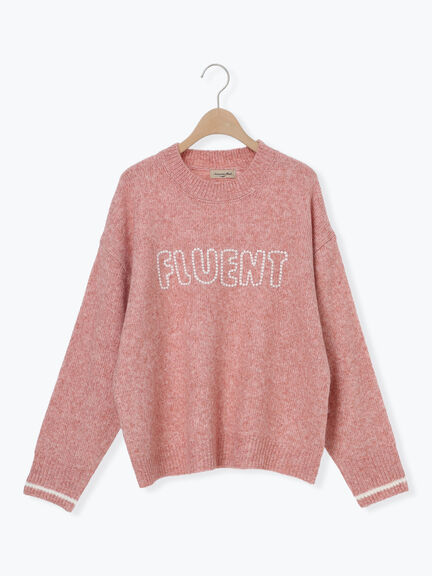 ロゴ刺繍プルオーバーニット（チャコールグレー/ピンク/ベージュ/ミント/キナリ）｜Samansa Mos2（サマンサ モスモス）通販