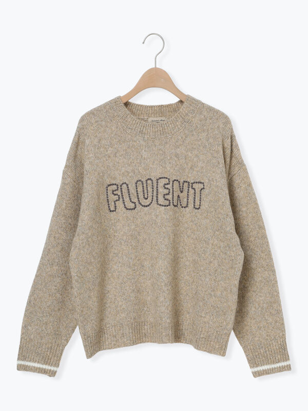 ロゴ刺繍プルオーバーニット（チャコールグレー/ピンク/ベージュ