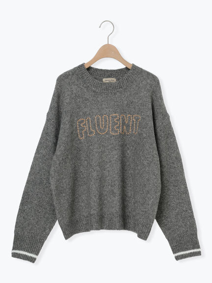 ロゴ刺繍プルオーバーニット（チャコールグレー/ピンク/ベージュ/ミント/キナリ）｜Samansa Mos2（サマンサ モスモス）通販