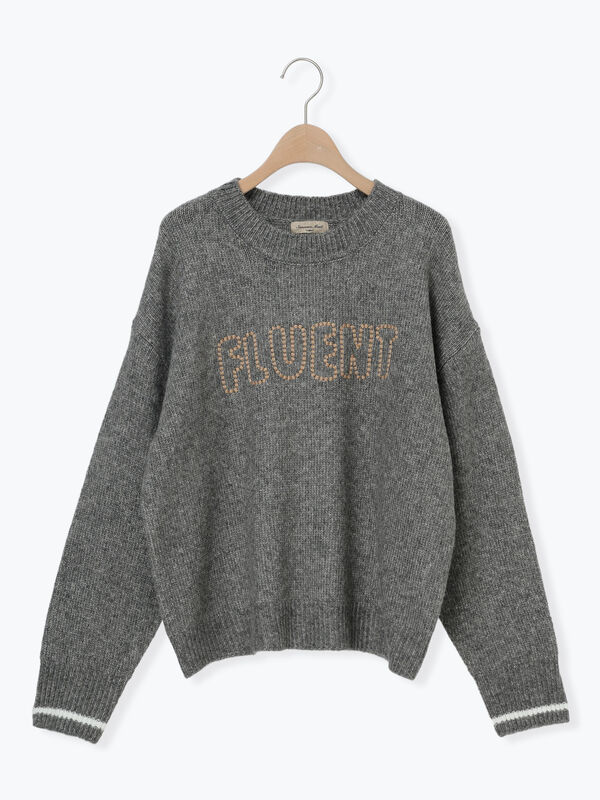 セール】 ロゴ刺繍プルオーバーニット（チャコールグレー/ピンク